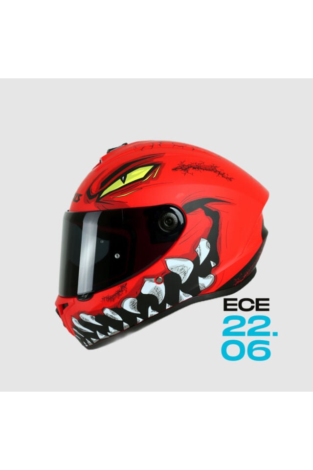 Draken S Forza A5 Matt Red Full Face Motosiklet Kaskı + Yedek Siyah Vizör