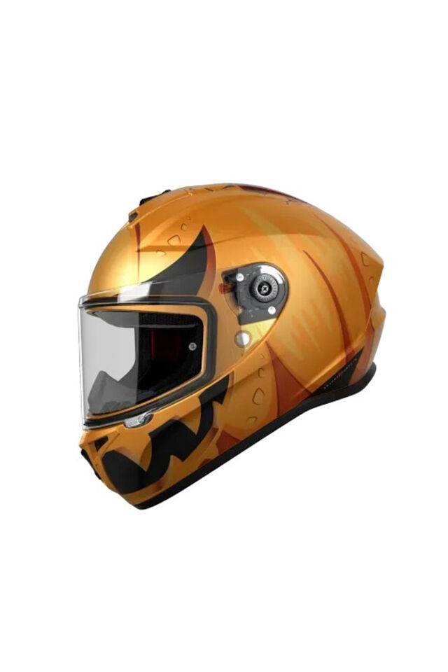 Draken S Pumpkin C3 Matt Yellow Kapalı Motosiklet Kaskı + Siyah Yedek Vizör Turuncu - XL