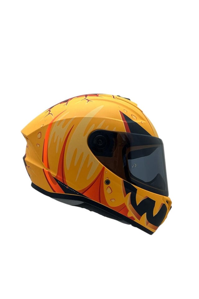 Draken S Pumpkin C3 Matt Yellow Kapalı Motosiklet Kaskı + Siyah Yedek Vizör Turuncu - L