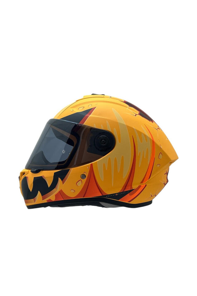 Draken S Pumpkin C3 Matt Yellow Kapalı Motosiklet Kaskı + Siyah Yedek Vizör Turuncu - L