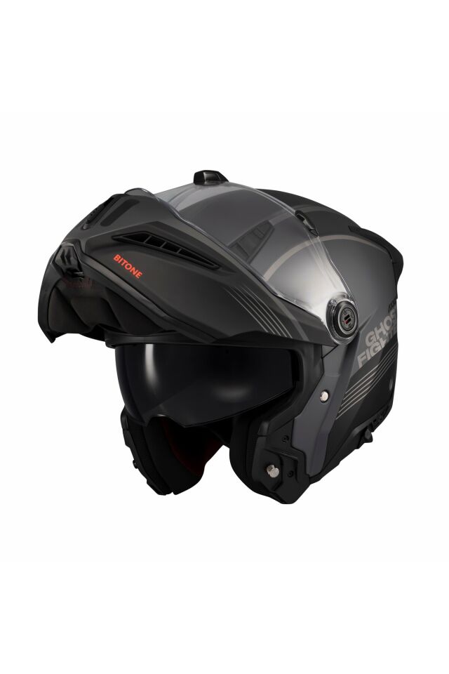 Ghostfighter SV Bitone C12 Dark Grey Motosiklet Çene Açılır Kask Gri - S