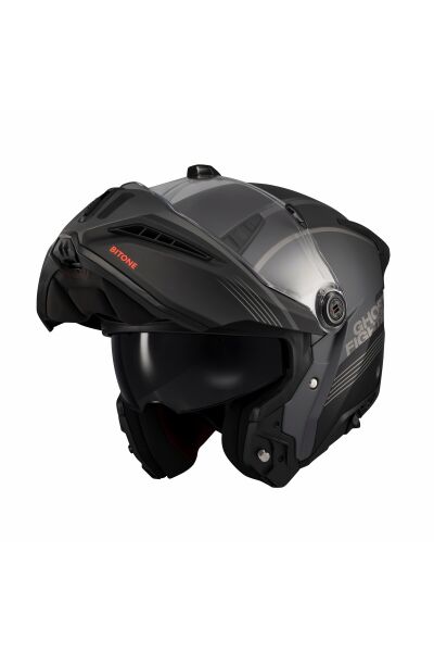 Ghostfighter SV Bitone C12 Dark Grey Motosiklet Çene Açılır Kask Gri - L