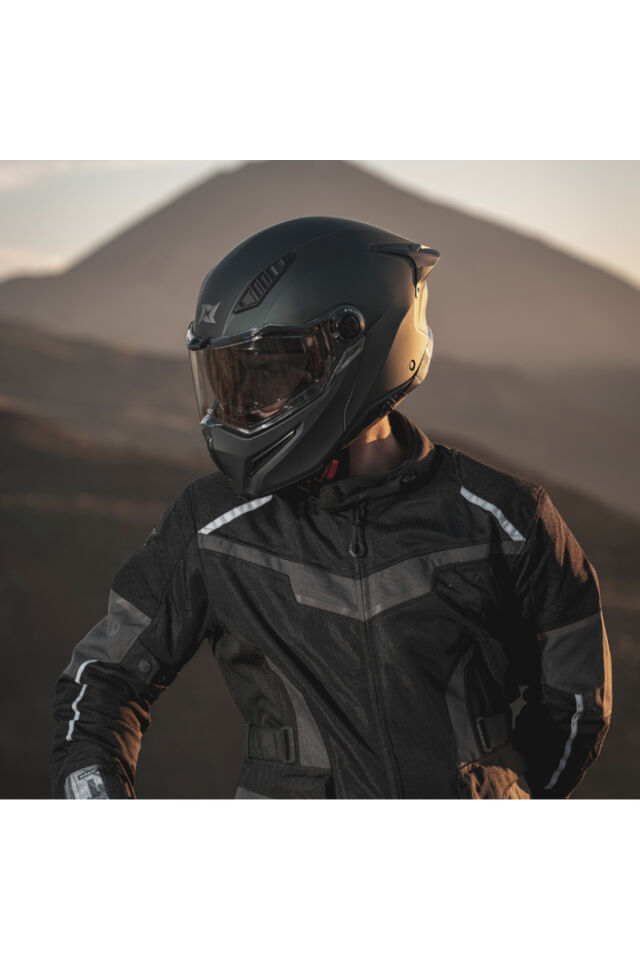Ghostfighter SV Mat Siyah Motosiklet Çene Açılır Kaskı M - Siyah