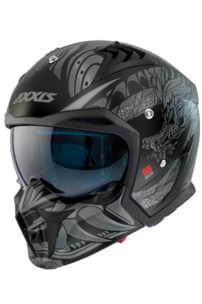 HUNTER SV ONI B2 MATT GRAY ÇİFT VİZÖRLÜ ÇENE ÇIKABİLEN MODEL