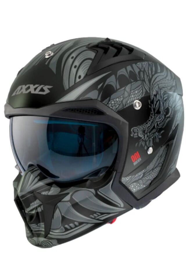HUNTER SV ONI B2 MATT GRAY ÇİFT VİZÖRLÜ ÇENE ÇIKABİLEN MODEL Siyah - M