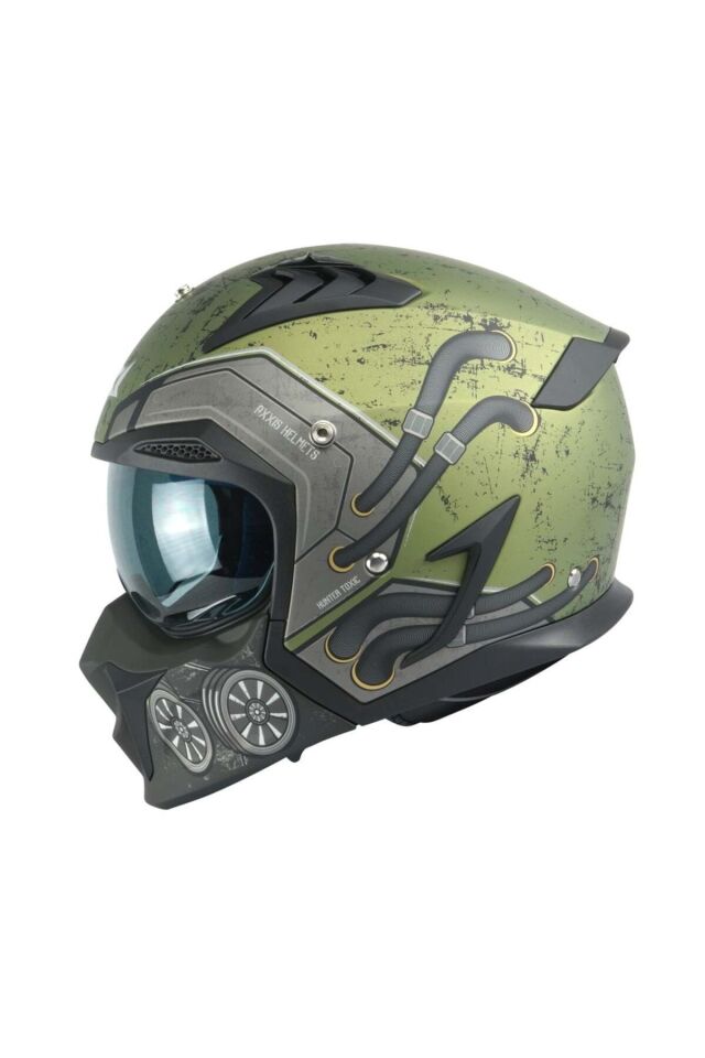 HUNTER SV TOXIC C6 MATT GREEN MOTOSİKLET KASKI MATT GREEN - 2XL