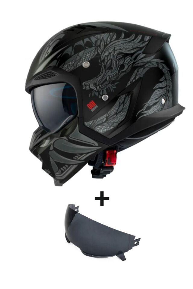 HUNTER SV ONI B2 MATT GRAY ÇİFT VİZÖRLÜ ÇENE ÇIKABİLEN MODEL 2XL - Siyah