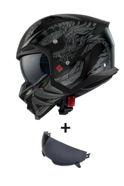 HUNTER SV ONI B2 MATT GRAY ÇİFT VİZÖRLÜ ÇENE ÇIKABİLEN MODEL 2XL - Siyah