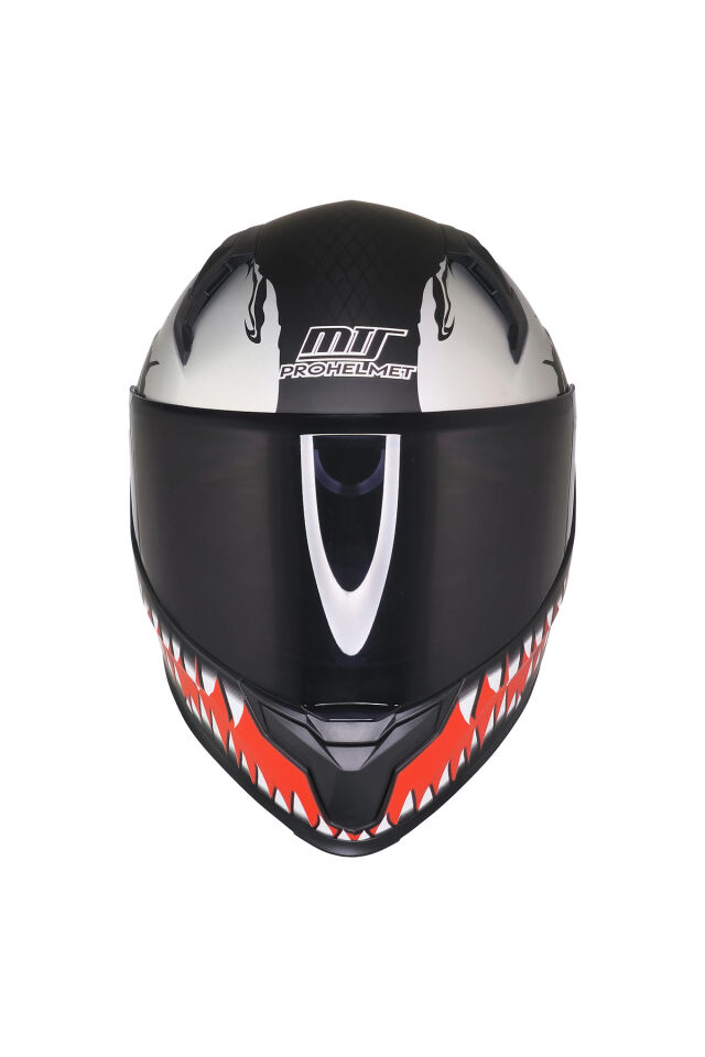 M-910 STARLİNE MAT SİYAH-KIRMIZI GÜNEŞ VİZÖRLÜ KASK (SİYAH CAMLI) XL
