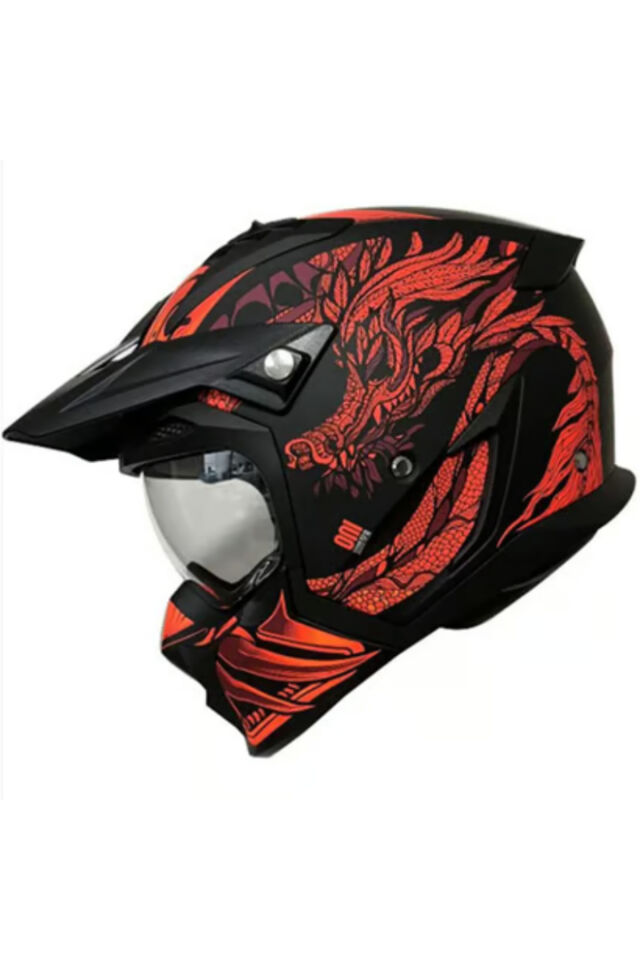 Motosiklet Kaskı Hunter SV Oni B5 Matt Red Sport Moduler Motorcu Kaskı Off-Road S - ÇOK RENKLİ