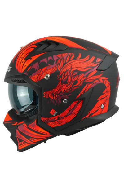 Motosiklet Kaskı Hunter SV Oni B5 Matt Red Sport Moduler Motorcu Kaskı Off-Road ÇOK RENKLİ - L