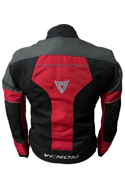 VENOM Dynamic 4 Mevsim Siyah Gri Kırmızı Motosiklet Montu