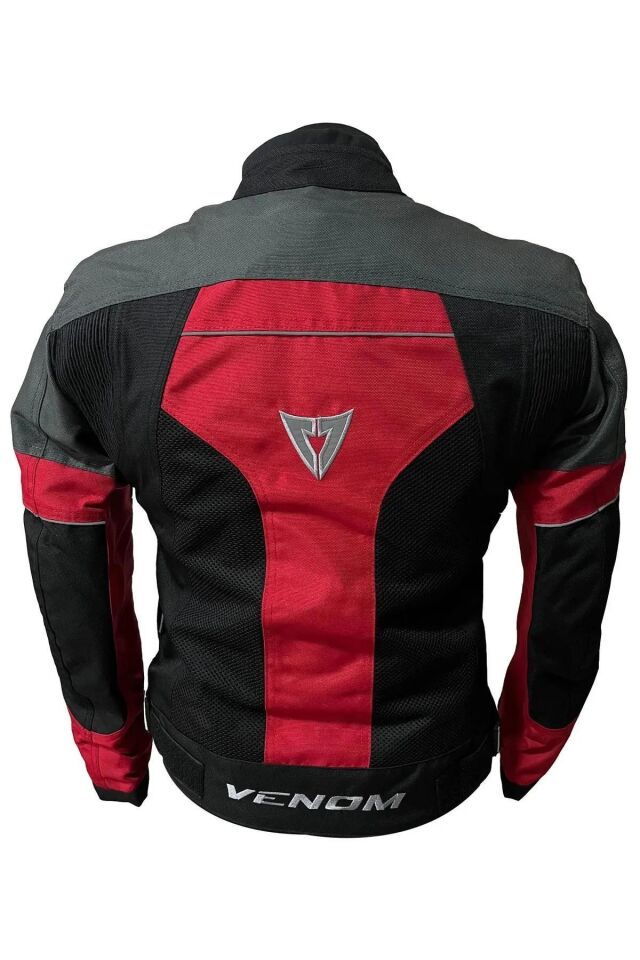VENOM Dynamic 4 Mevsim Siyah Gri Kırmızı Motosiklet Montu L