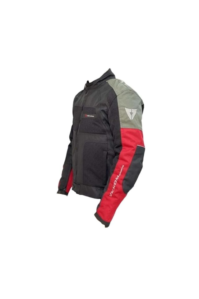 VENOM Siyah Gri Kırmızı Dynamic Dört Mevsim Motosiklet Montu