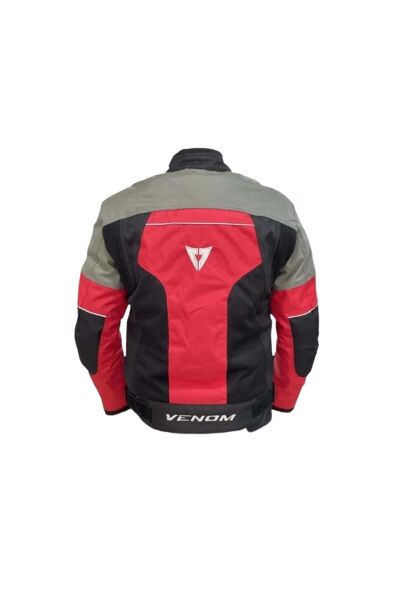 VENOM Siyah Gri Kırmızı Dynamic Dört Mevsim Motosiklet Montu 3XL