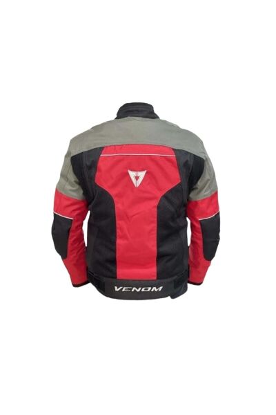 VENOM Siyah Gri Kırmızı Dynamic Dört Mevsim Motosiklet Montu 5XL
