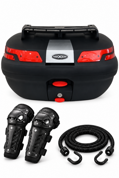 Maxem Sl-45 Litre Siyah Motosiklet Arka Çanta FULL DİZLİK VE BAGAJ LASTİĞİ HEDİYE!