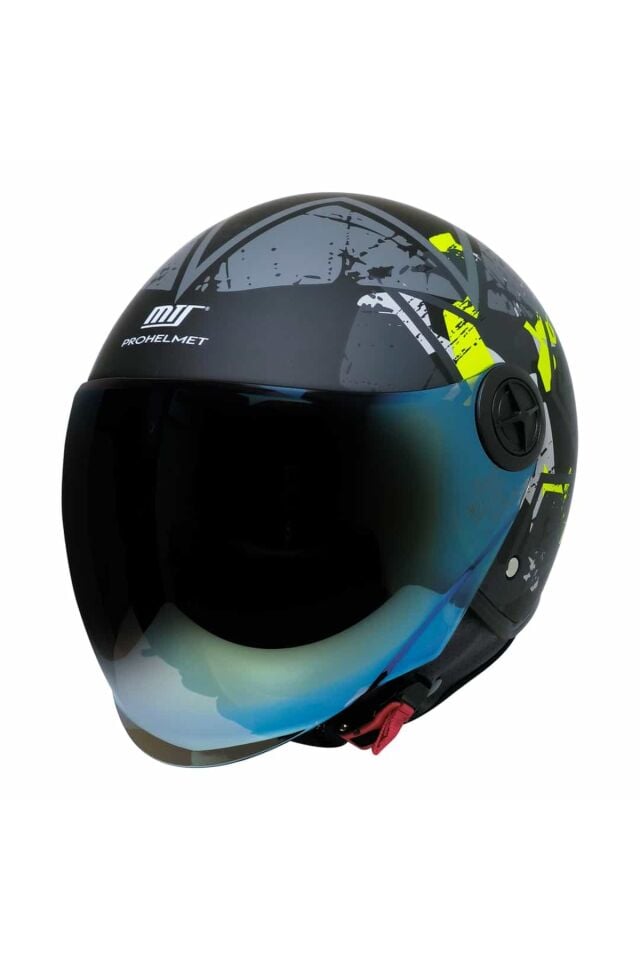 FX-101 Neon Camo Yarım Kask - ABS Gövde - CE Onaylı Motosiklet Kaskı M
