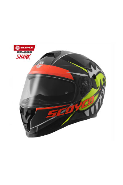 FF-869 Shark Full Face(Kapalı) - Güneş Vizörlü (Gözlüklü) Motorsiklet Kaskı (Dot-CE Sertifikalı)