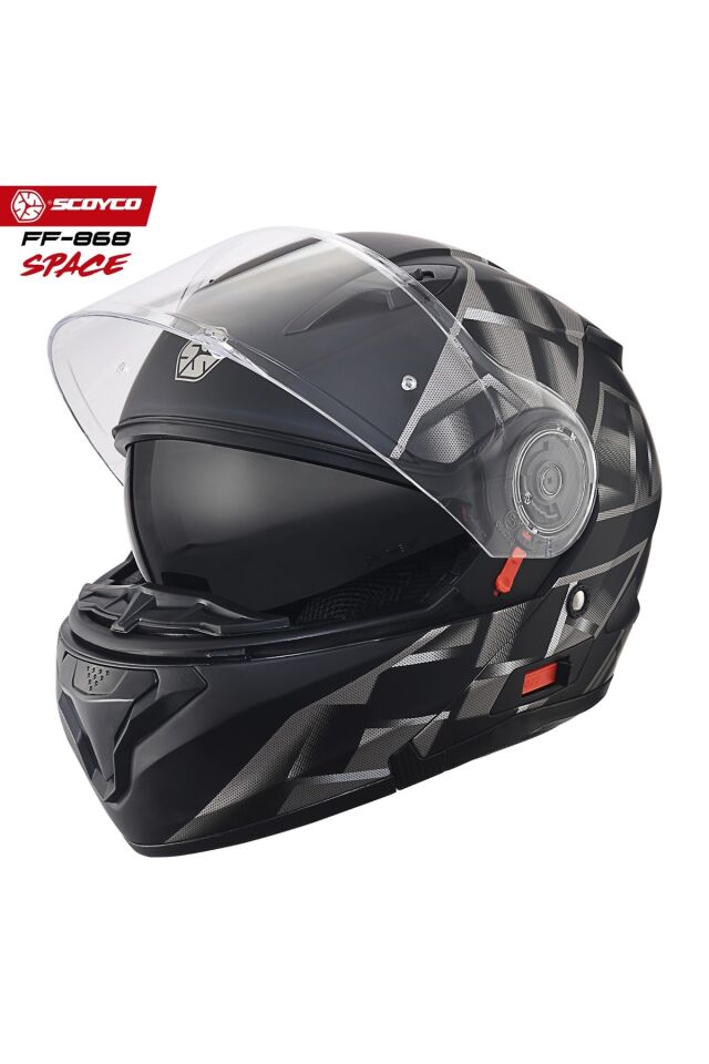 FF-868 Space Çene Açılır - Güneş Vizörlü ( Gözlüklü ) Motorsiklet Kaskı ( Dot-CE Sertifikalı ) S