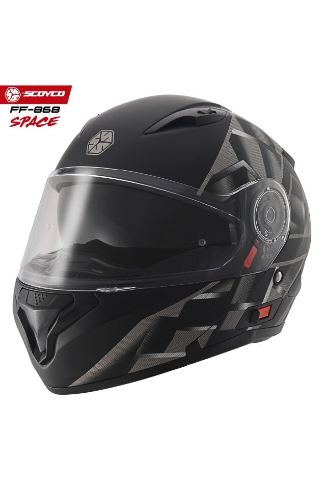 FF-868 Space Çene Açılır - Güneş Vizörlü ( Gözlüklü ) Motorsiklet Kaskı ( Dot-CE Sertifikalı ) S