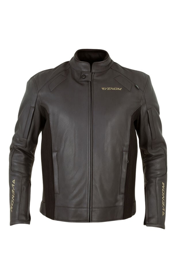 VENOM D2 Motosiklet Montu Deri 4 Mevsim Leather Racing Mont Siyah