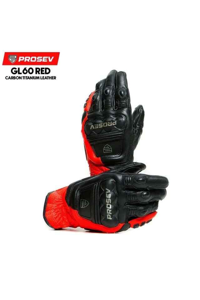 GL60 CARBON TİTANTUM DERİ ELDİVEN KIRMIZI