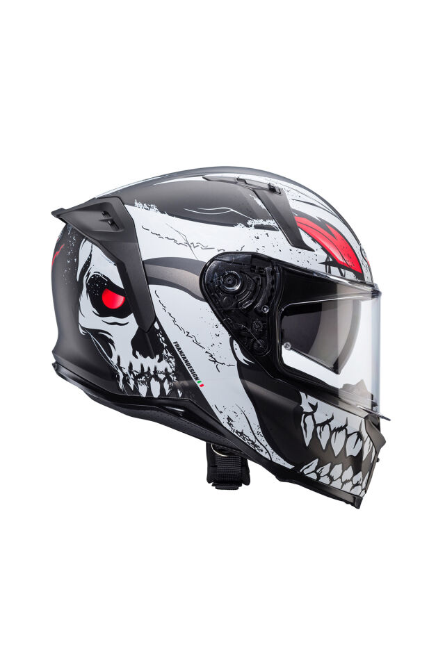 Avalon X punk Kapalı Motosiklet Kaskı MAT GREY-WHITE-RED - M