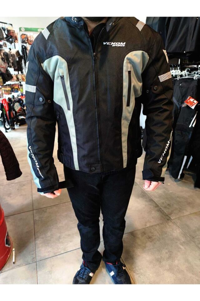 Ceket Air Racing Motorsiklet Montu Siyah - Gri L