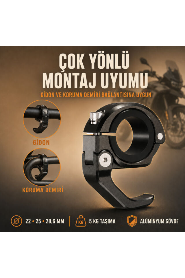 CBK-2 Alüminyum Motosiklet Gidon ve Koruma Demiri Kancası