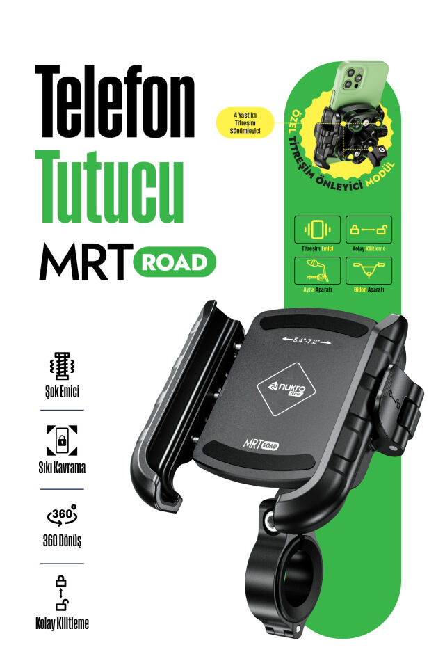Mrt Road Titreşim Modüllü Motosiklet Telefon Tutucu