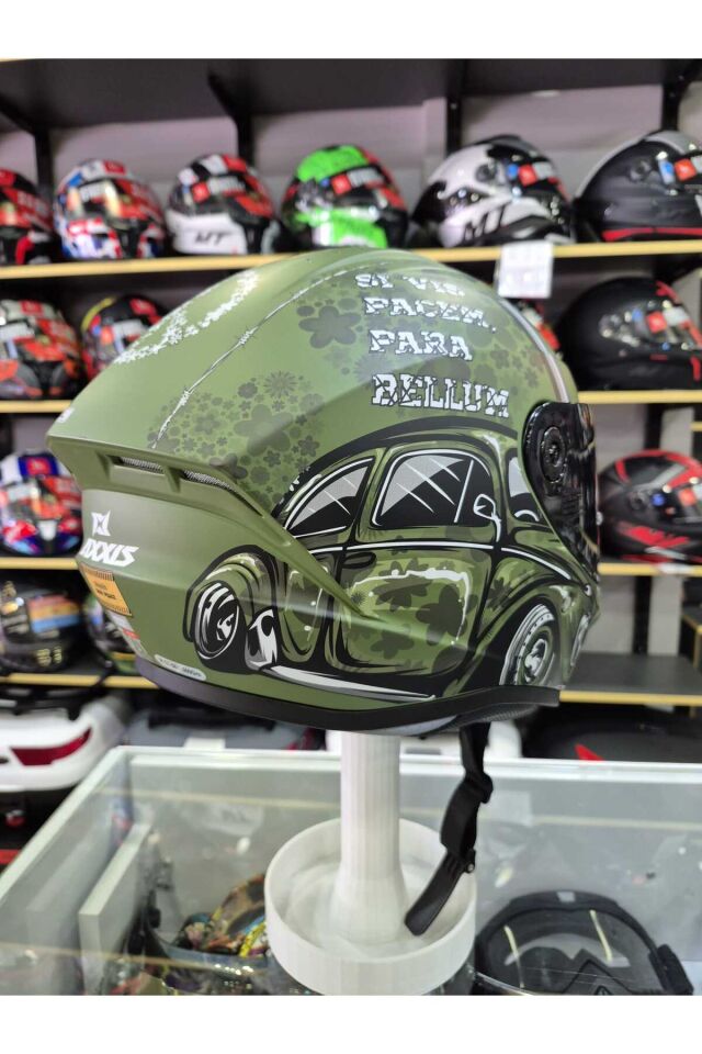 DRAKEN S IRON PEACE C6 MAT GREEN KAPALI KASK Yeşil - M