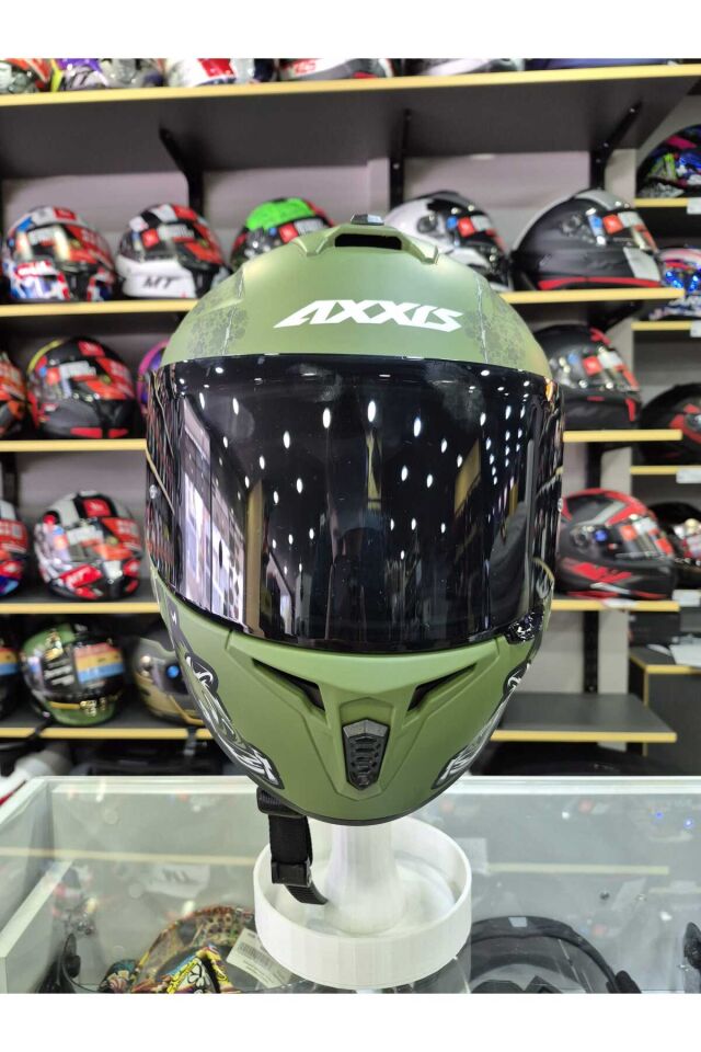 DRAKEN S IRON PEACE C6 MAT GREEN KAPALI KASK Yeşil - L