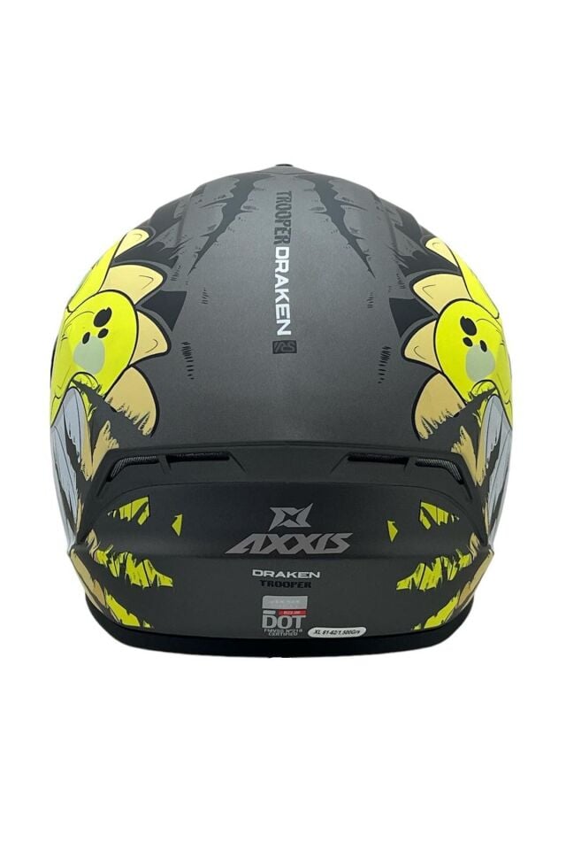 DRAKEN S TROOPER D3 MAT FLUOR YELLOW DESENLİ MOTOSİKLET KASKI ÇİFT VİZÖRLÜ