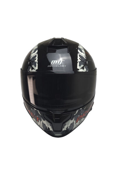 MTS X340 CLAY FULLFACE KASK P.SİYAH-KIRMIZI (SİYAH CAMLI) L