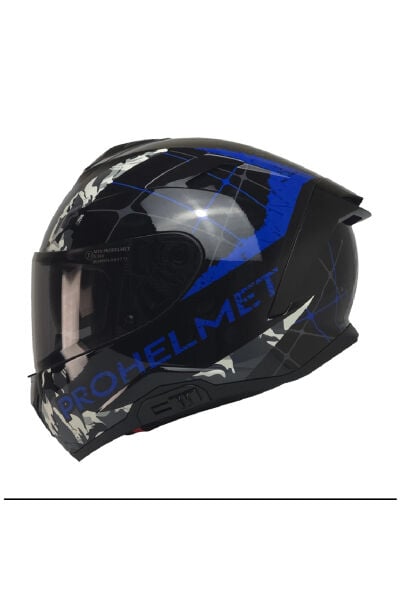 MTS X340 SOLY P.SİYAH-MAVİ FULLFACE KASK (SİYAH CAMLI)