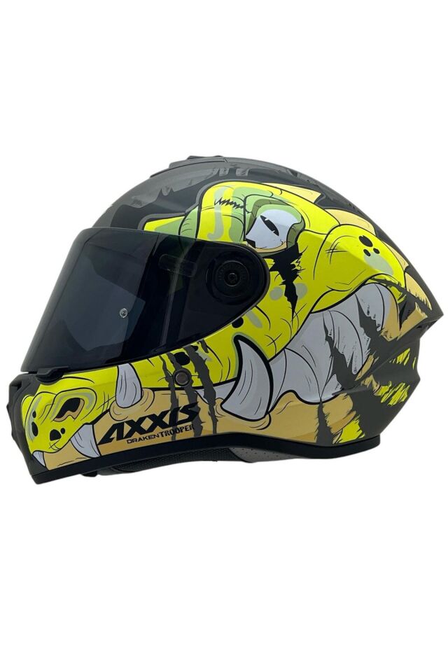 DRAKEN S TROOPER D3 MAT FLUOR YELLOW DESENLİ MOTOSİKLET KASKI ÇİFT VİZÖRLÜ TROOPER MAT FLUOER YELLOW - 2XL