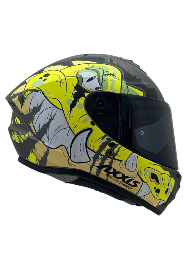 DRAKEN S TROOPER D3 MAT FLUOR YELLOW DESENLİ MOTOSİKLET KASKI ÇİFT VİZÖRLÜ TROOPER MAT FLUOER YELLOW - 2XL