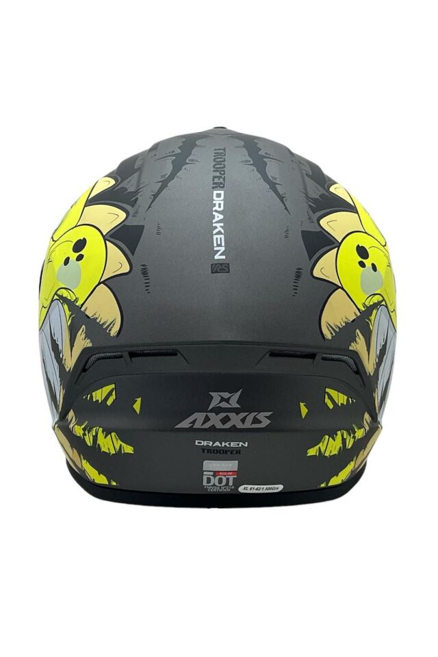 DRAKEN S TROOPER D3 MAT FLUOR YELLOW DESENLİ MOTOSİKLET KASKI ÇİFT VİZÖRLÜ TROOPER MAT FLUOER YELLOW - 2XL