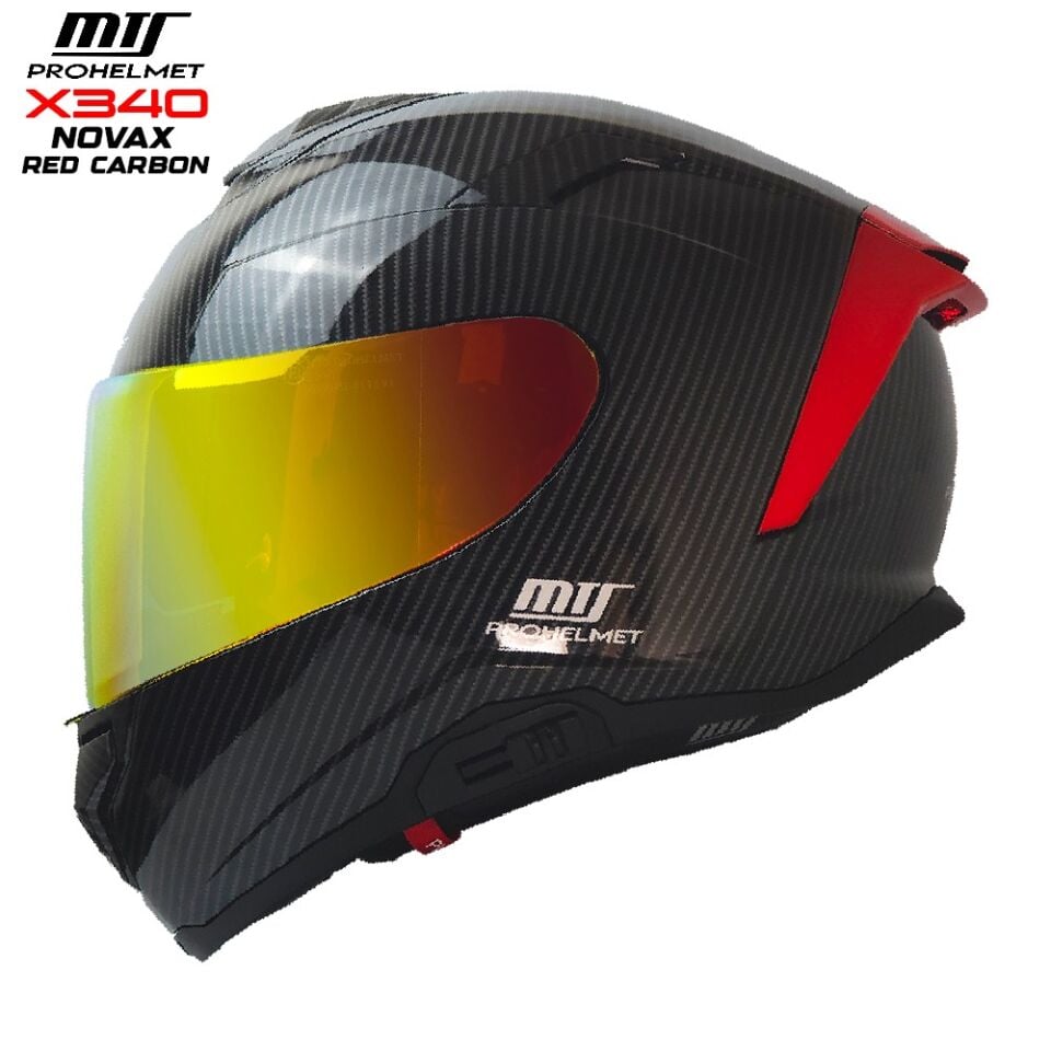 MTS X340 NOVAX RED CARBON KAPALI KASK