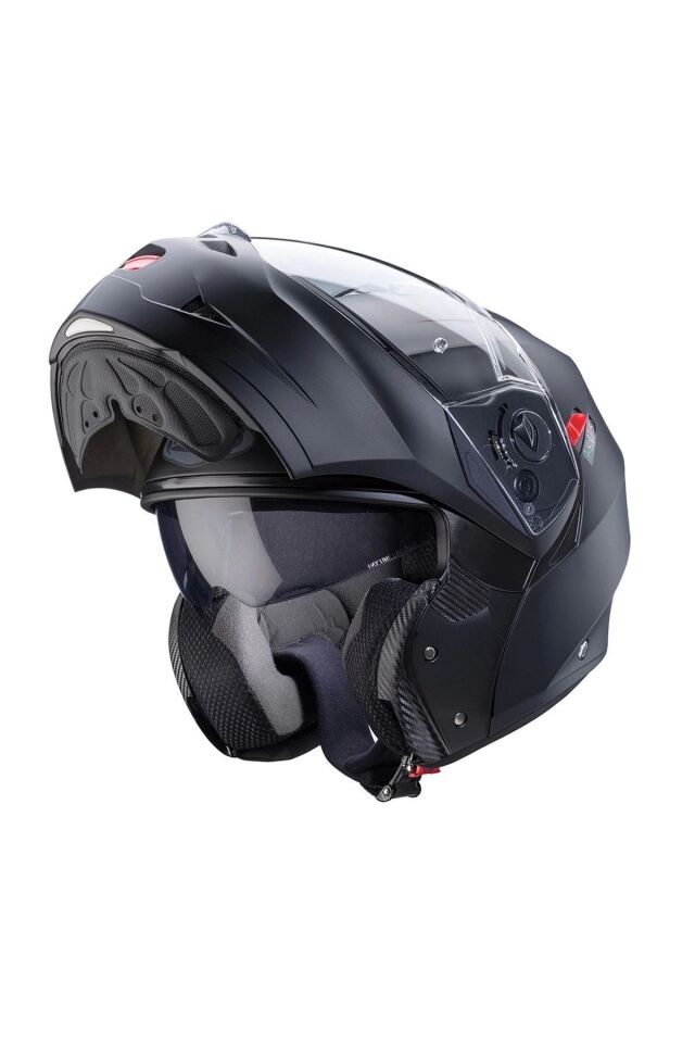 DUKE X MAT BLACK ÇENE AÇILIR MOTOSİKLET KASKI M - Siyah