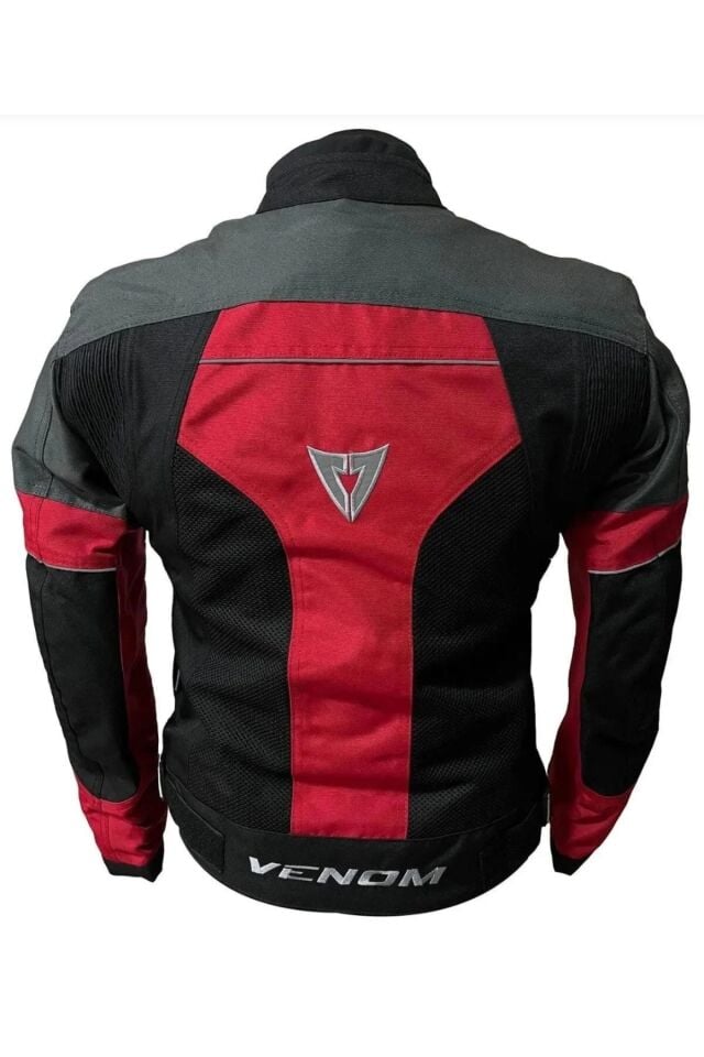 Motosiklet Mont 4 Mevsim Dynamic Koyu Gri-Kırmızı Motorcu Montu