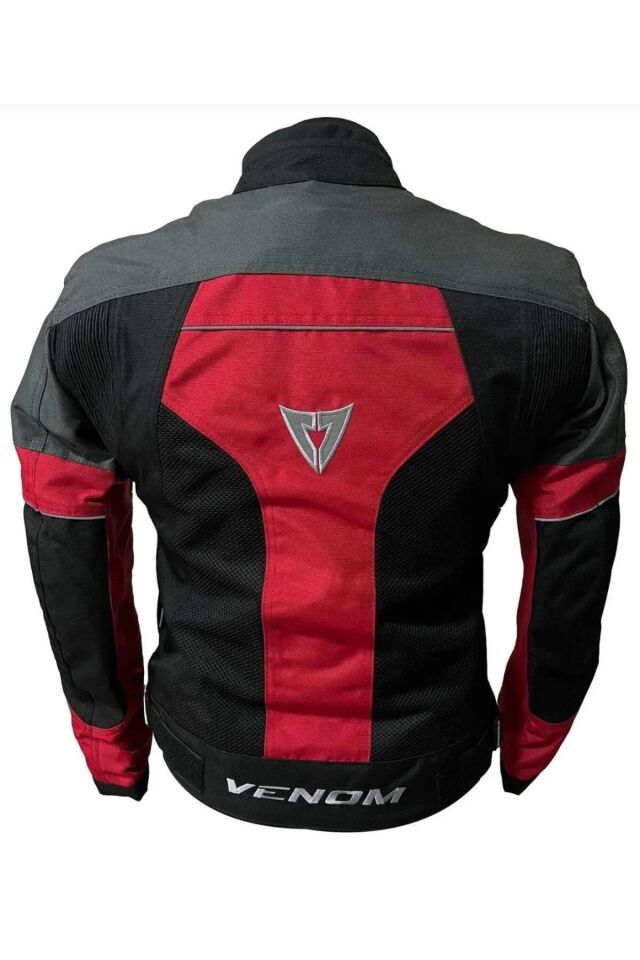 Motosiklet Mont 4 Mevsim Dynamic Koyu Gri-Kırmızı Motorcu Montu M