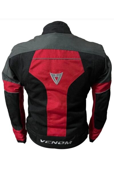 Motosiklet Mont 4 Mevsim Dynamic Koyu Gri-Kırmızı Motorcu Montu M