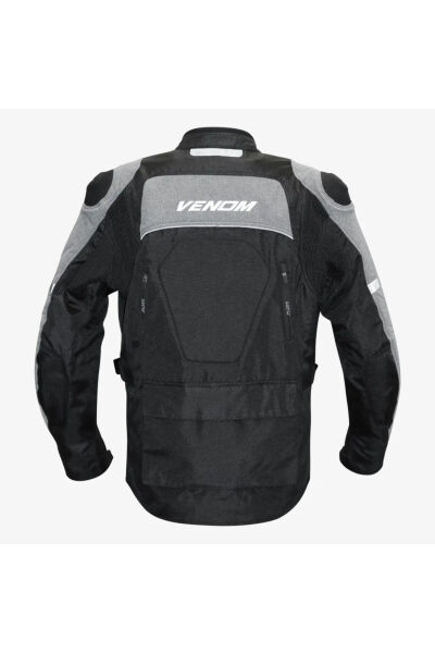 Motosiklet Montu Uzun Siyah-Gri Discovery Mont 4 Mevsim Uzun Motorcu Montu S