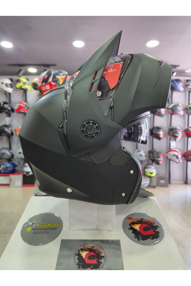 TOURMAX X MATT BLACK(Mat Siyah) Çeneden açılır kask XL - Siyah