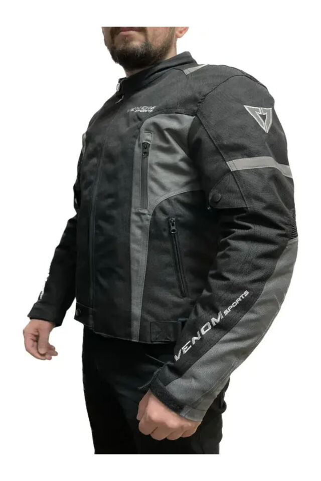 VENOM Air Racing Siyah Gri Motosiklet Montu