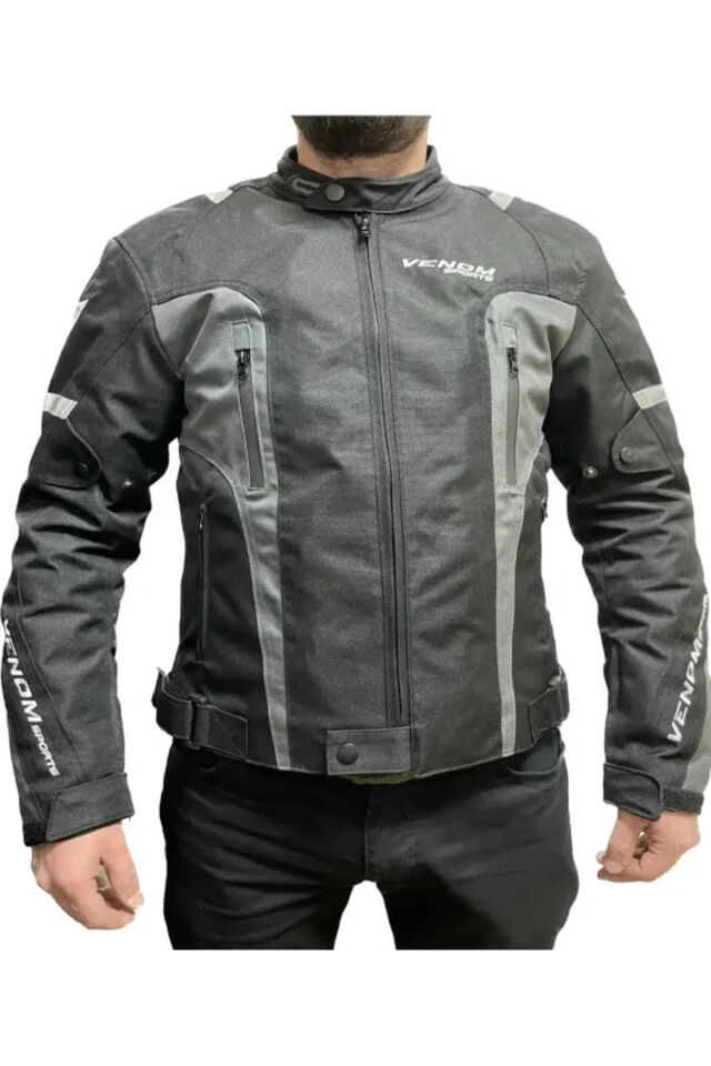 VENOM Air Racing Siyah Gri Motosiklet Montu M